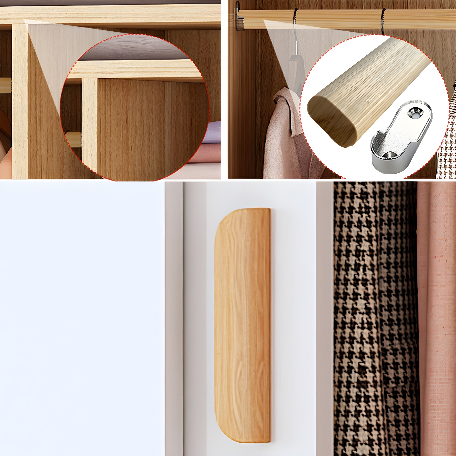 Contemporary Wood Wardrobe Armoire with Sliding Doors, Clothing Rod, and Interior Shelves - image 12