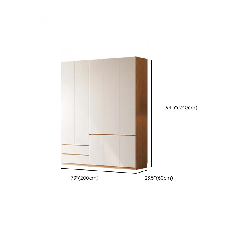 White Minimalist Manufactured Wood Wardrobe Closet with Soft Close Drawer, Soft Close Door, Interior Shelves, and Clothing Rod - image 21