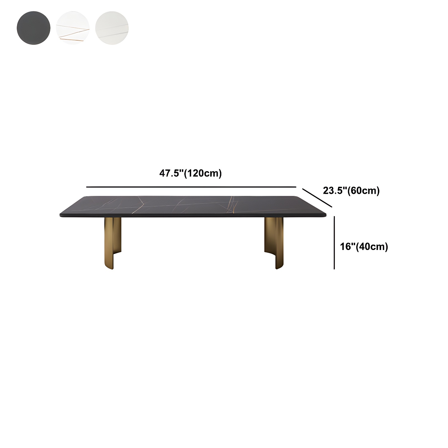 Glam 15.7" H Rectangle Slate Coffee Table Steel 2 Legs Cocktail Table - image 13