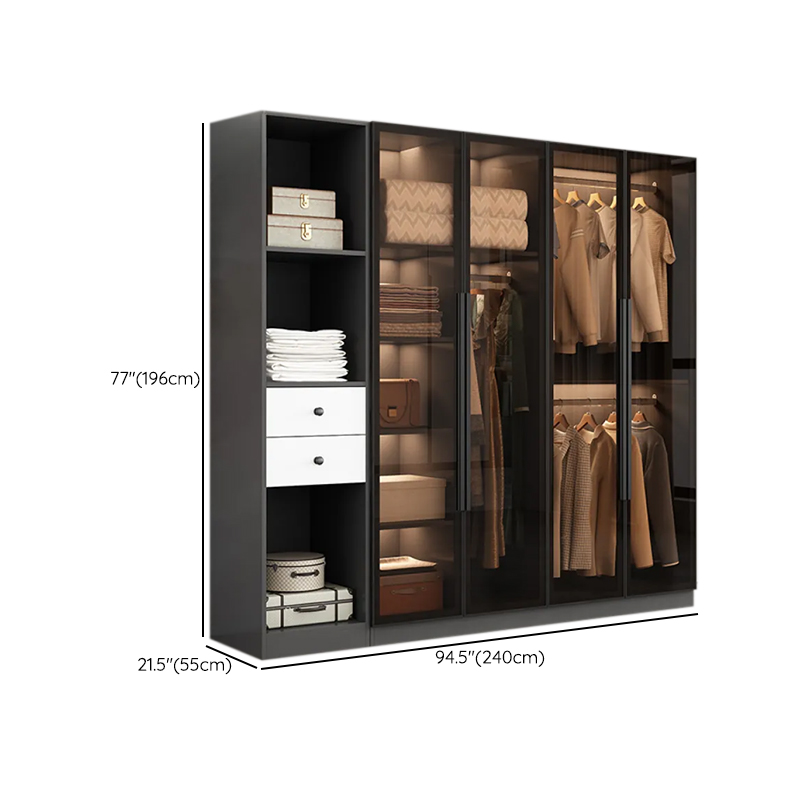 Ink-Colored Manufactured Wood Detached Wardrobe Closet with Soft Close Drawer, Door, Interior Shelves, and Clothing Rod - image 22