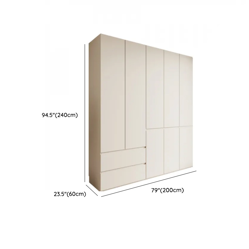 White Minimalist Manufactured Wood Independent Wardrobe Closet with Soft Close Drawer, Soft Close Door, and Interior Shelves - image 17