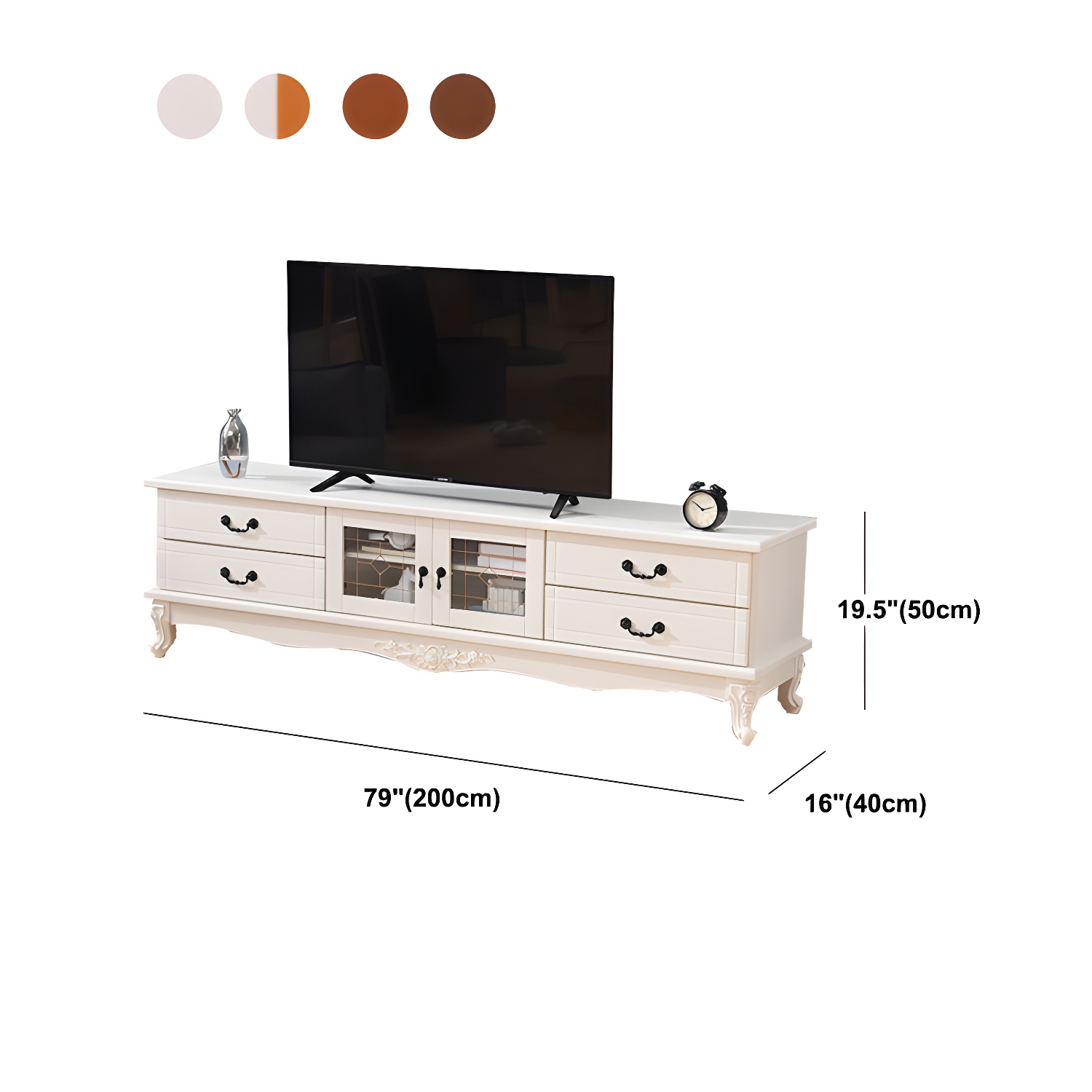 Traditional Solid Wood TV Cabinet Living Room Luxury TV Stand with Glass Doors - image 11