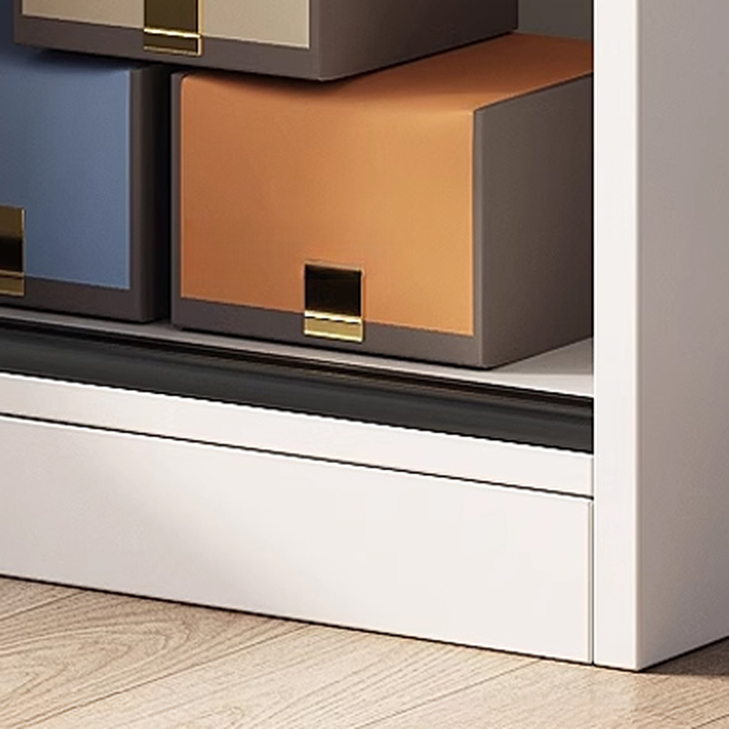 White Minimalist Manufactured Wood Wardrobe Closet with Interior Shelves and Clothing Rod - image 9