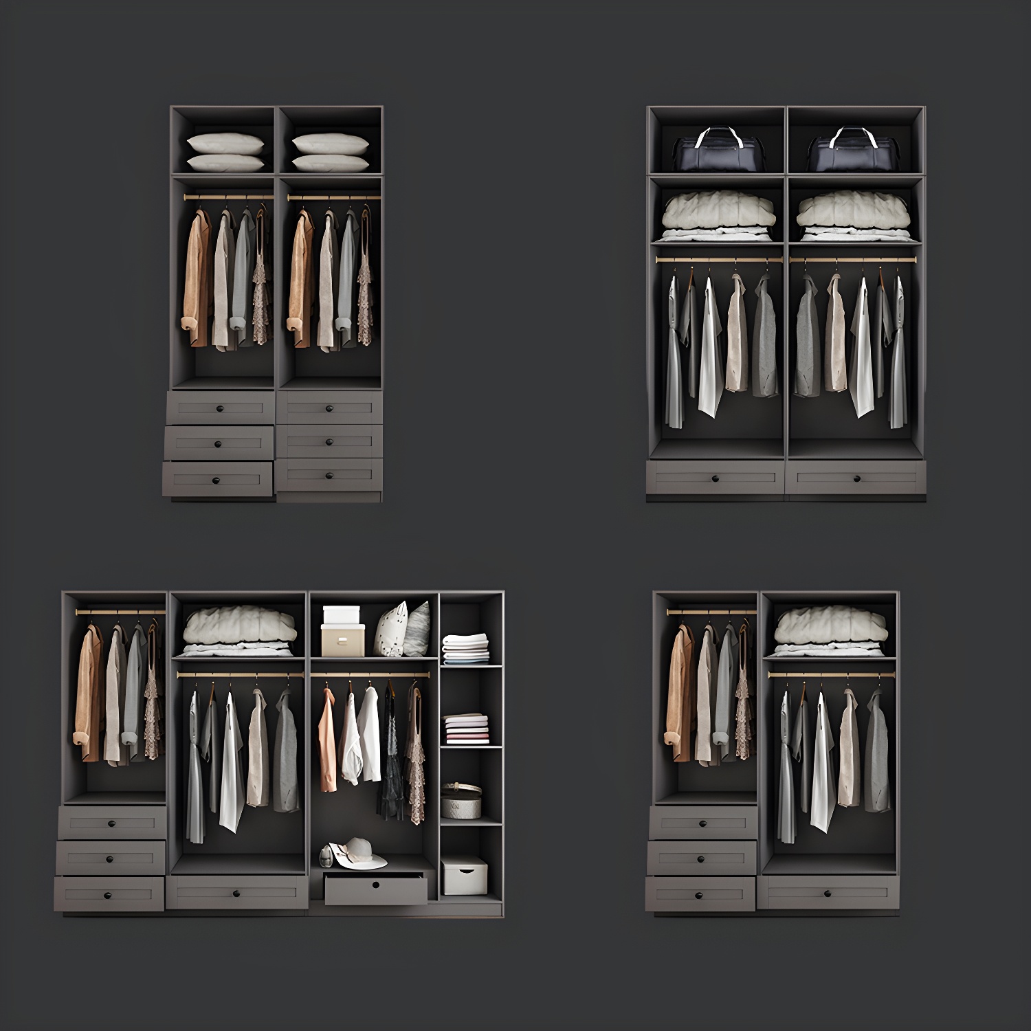 Contemporary Grey Wardrobe Armoire Engineered Wood Wardrobe Closet - image 8