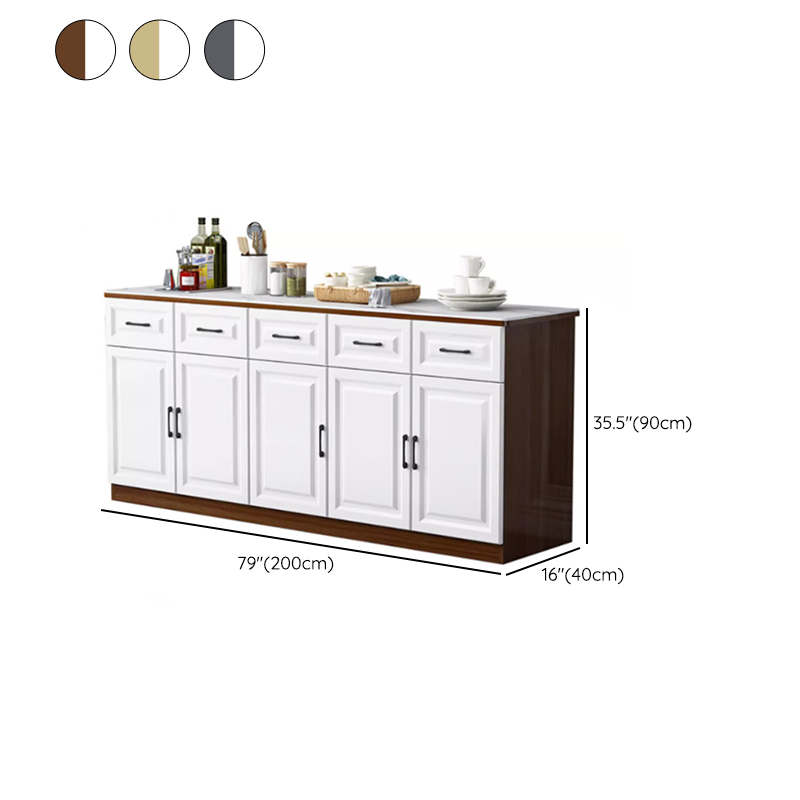 Natural Finish/Light Wood/Ashen Wood Floor Sideboard with Countertop and Kitchen Appliance Storage - image 19