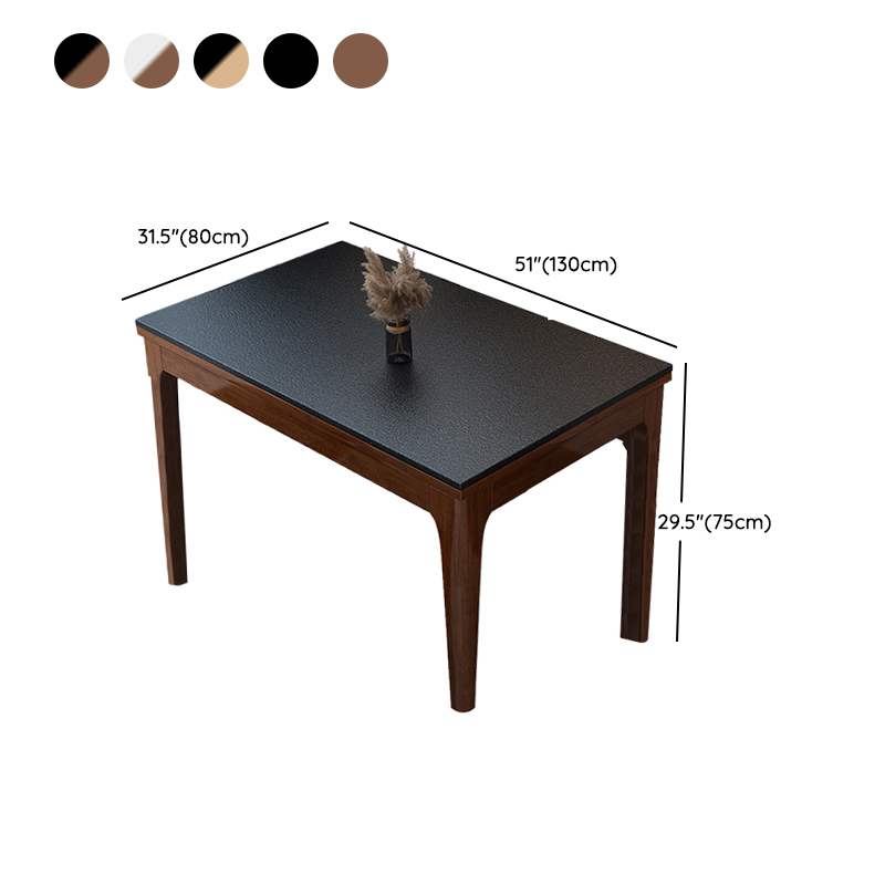 Scandinavian Rectangular Sintered Stone Dining Table Set with Four Legs Fixed Table for 4/2 People in Ink/Chalk - image 11