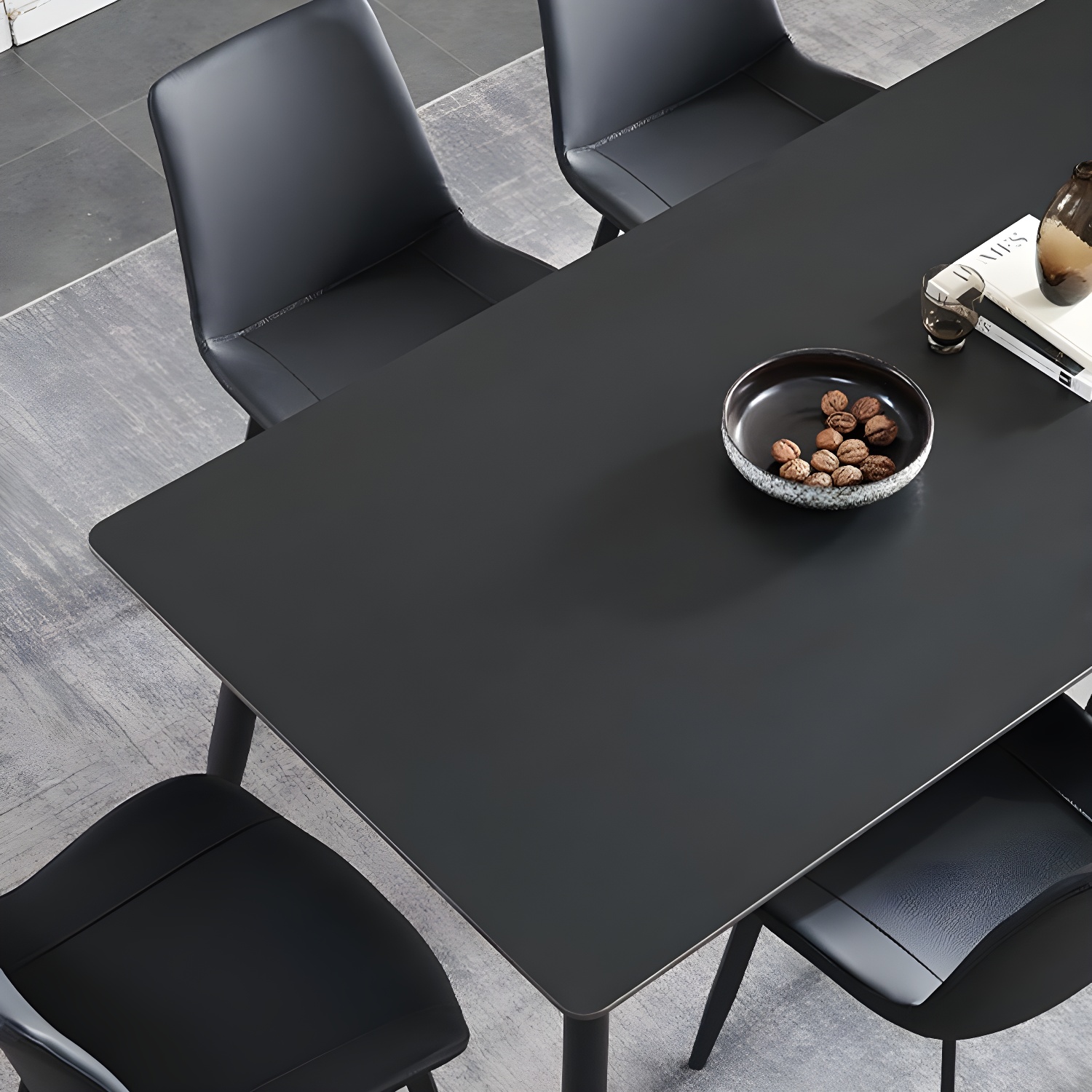 Modern Scratch-Resistant Stone Top Black Metal Base Kitchen Table - image 5