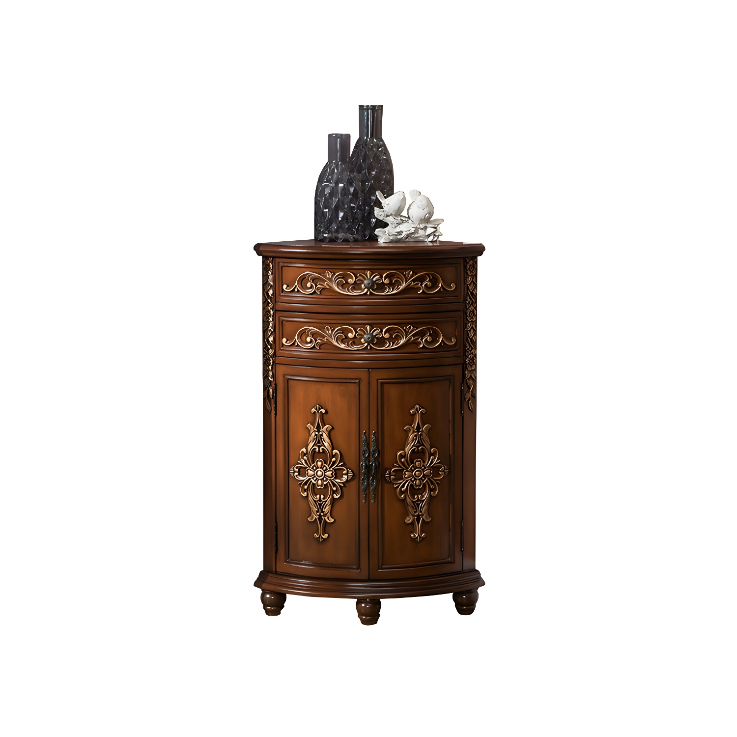 Traditional Bar Pulls Solid Wood Corner Accent Cabinet with Doors - image 9