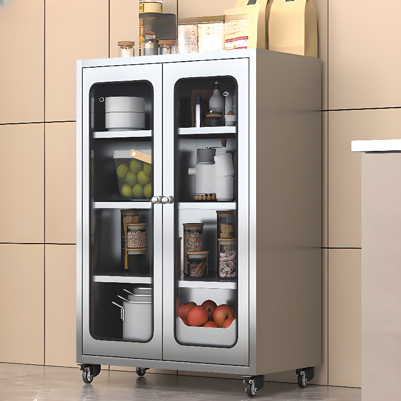 Metallic Sideboard on Roller Wheels with Stainless Steel Countertop - image 14
