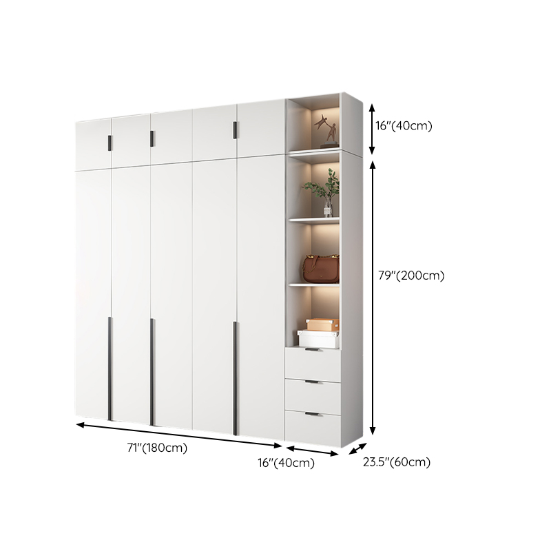 White Wood Wardrobe Armoire with Hinged Doors and Shelves Included - image 32