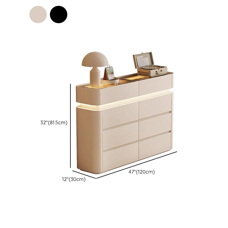 Simplistic Hardwood Double Dresser with 8 Horizontal Drawers and LED Lights - image 14