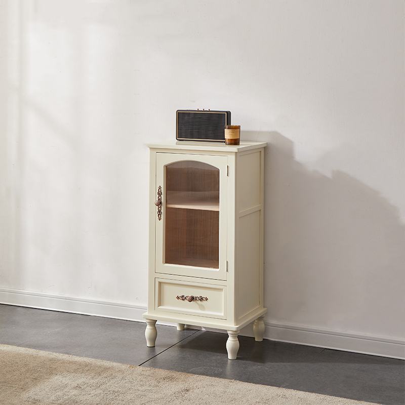 Classic Parlor Independent Accent Cabinet with Distressed Wood Finish, Damp-proof and Bun Feet