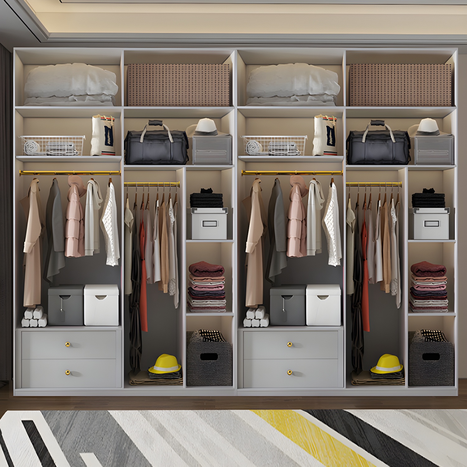 Contemporary Wooden Wardrobe Armoire with Shelves and Garment Rod - image 4