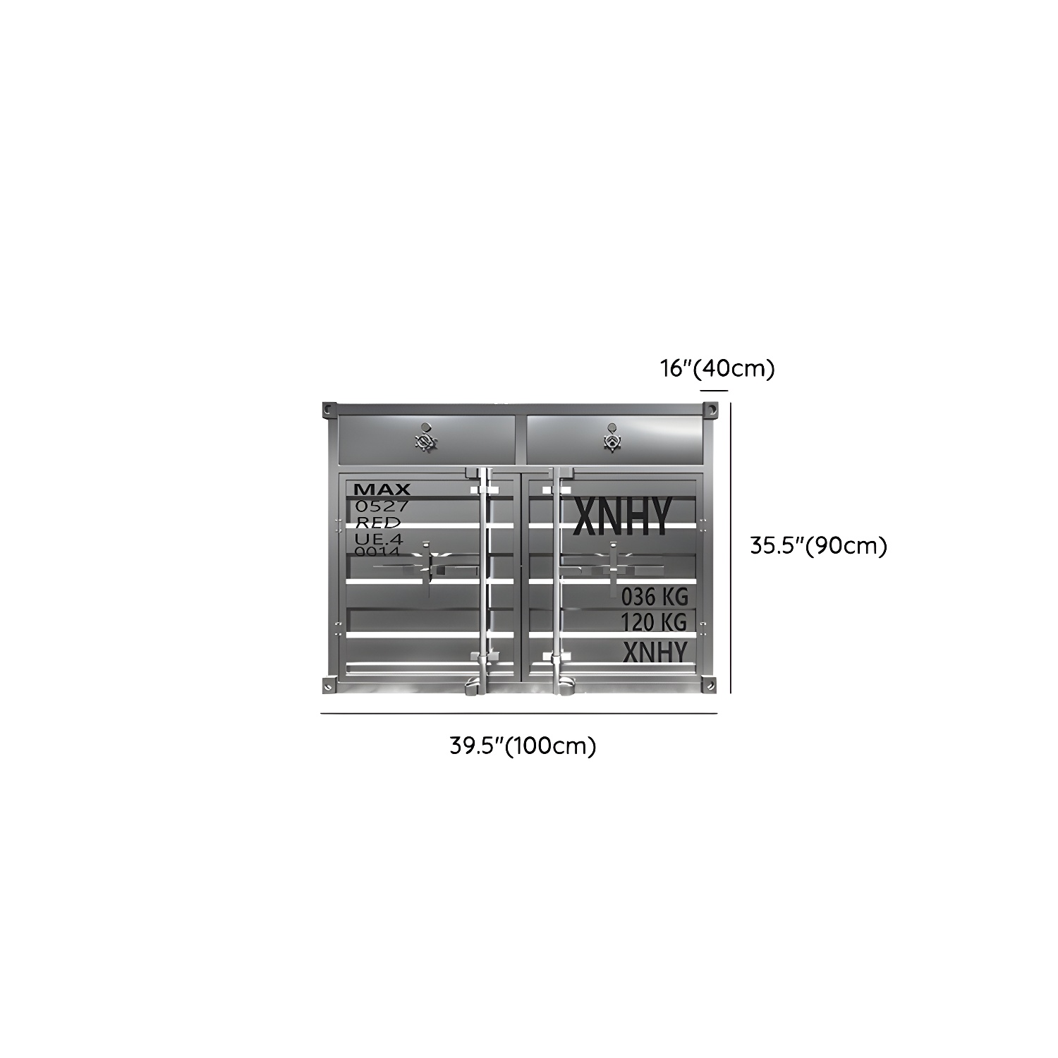 Industrial Silver Metal Sideboard Credenza with Cabinets and Shelves - image 13