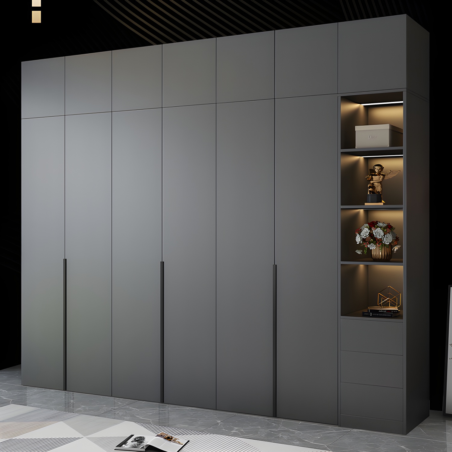 Black Wardrobe Armoire with Garment Rod Wood Wardrobe Closet - image 9