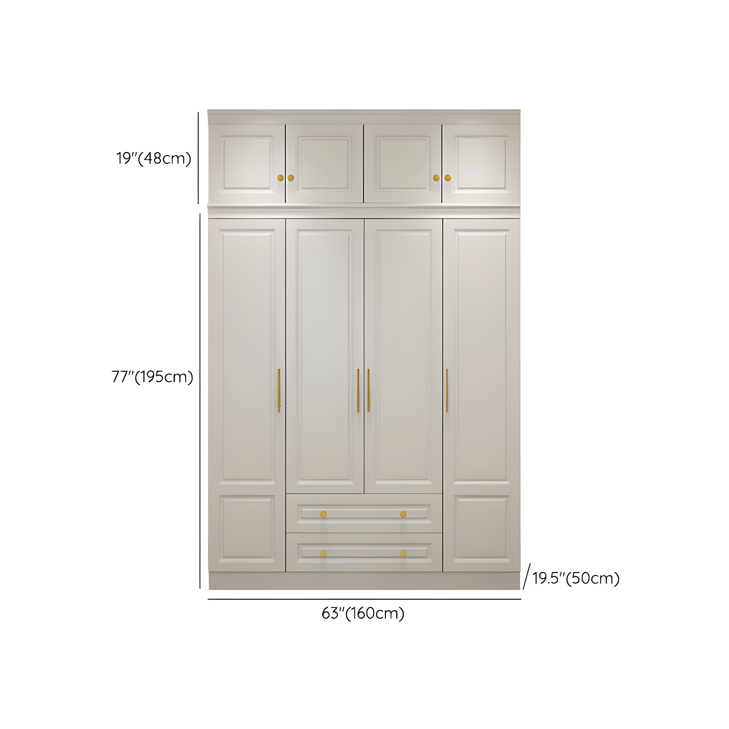Manufactured Wood White Wardrobe for Home Modern Cabinet with Drawers - image 23
