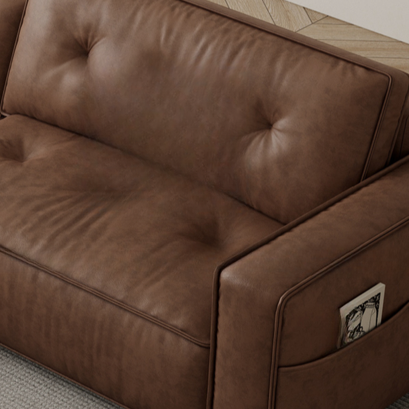 Mocha Pu Leather Convertible Sofa with Armrest for Drawing Room - image 6