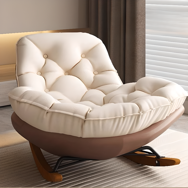 Chalk Modern Simple Style Upholstered Rocking Chair Couch, Scratch-defiant & Cushioned