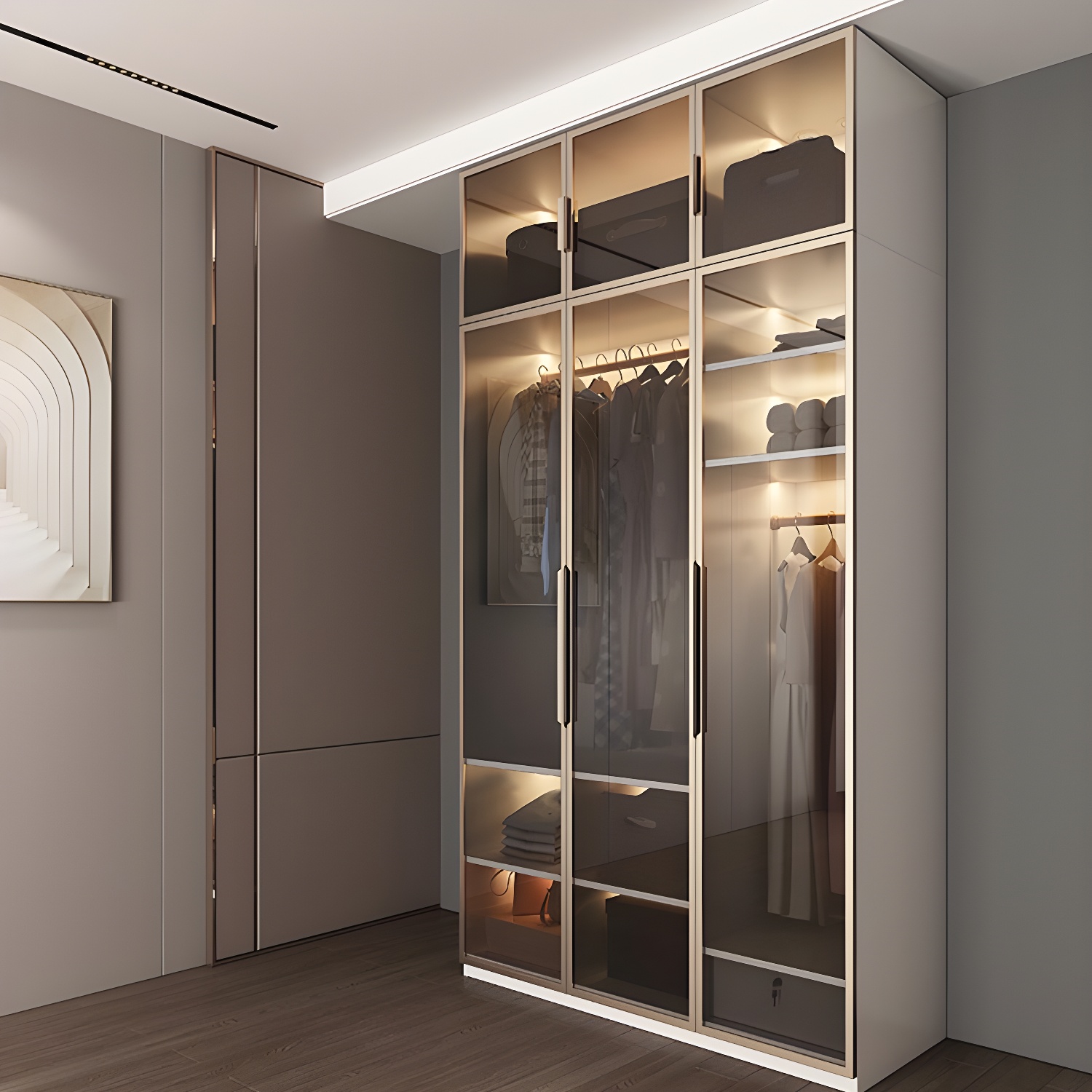 White Colour Wardrobe Armoire Contemporary Style Wooden Wardrobe Closet for Bedroom - image 14