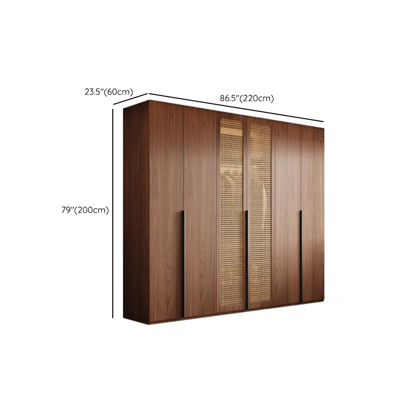 Cocoa Minimalist Pine Wood Wardrobe Closet with Soft Close Drawer, Soft Close Door, Interior Shelves, and Clothing Rod - image 12