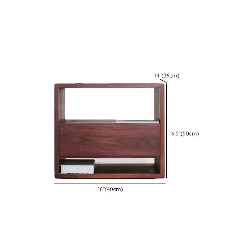 Solid Wood Open Shelf Nightstand with 1 Drawer in a Modish Style - image 17