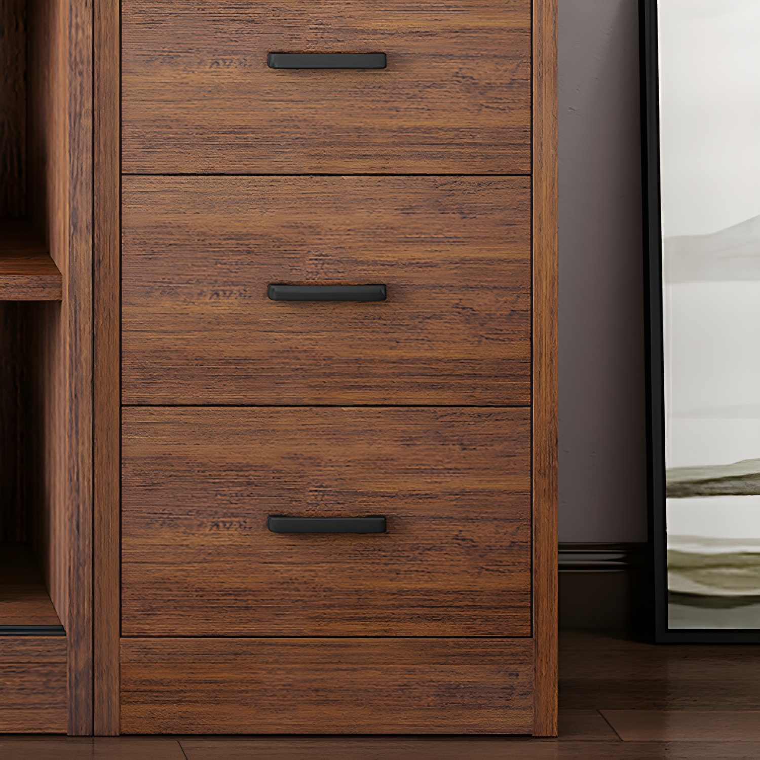 Modern Wooden Wardrobe Armoire with 3 Clothing Rods and Interior Shelves - image 7