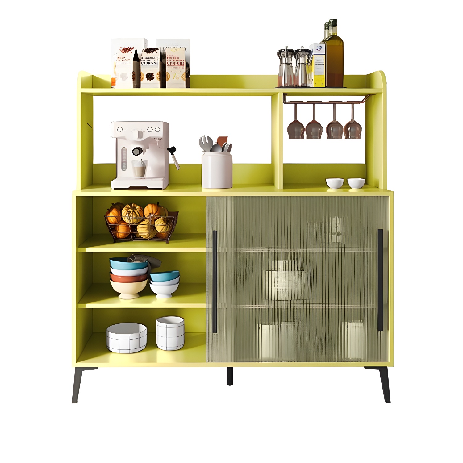 Contemporary Engineered Wood Glass Door Sideboard with Shelf for Dinging Room - image 8