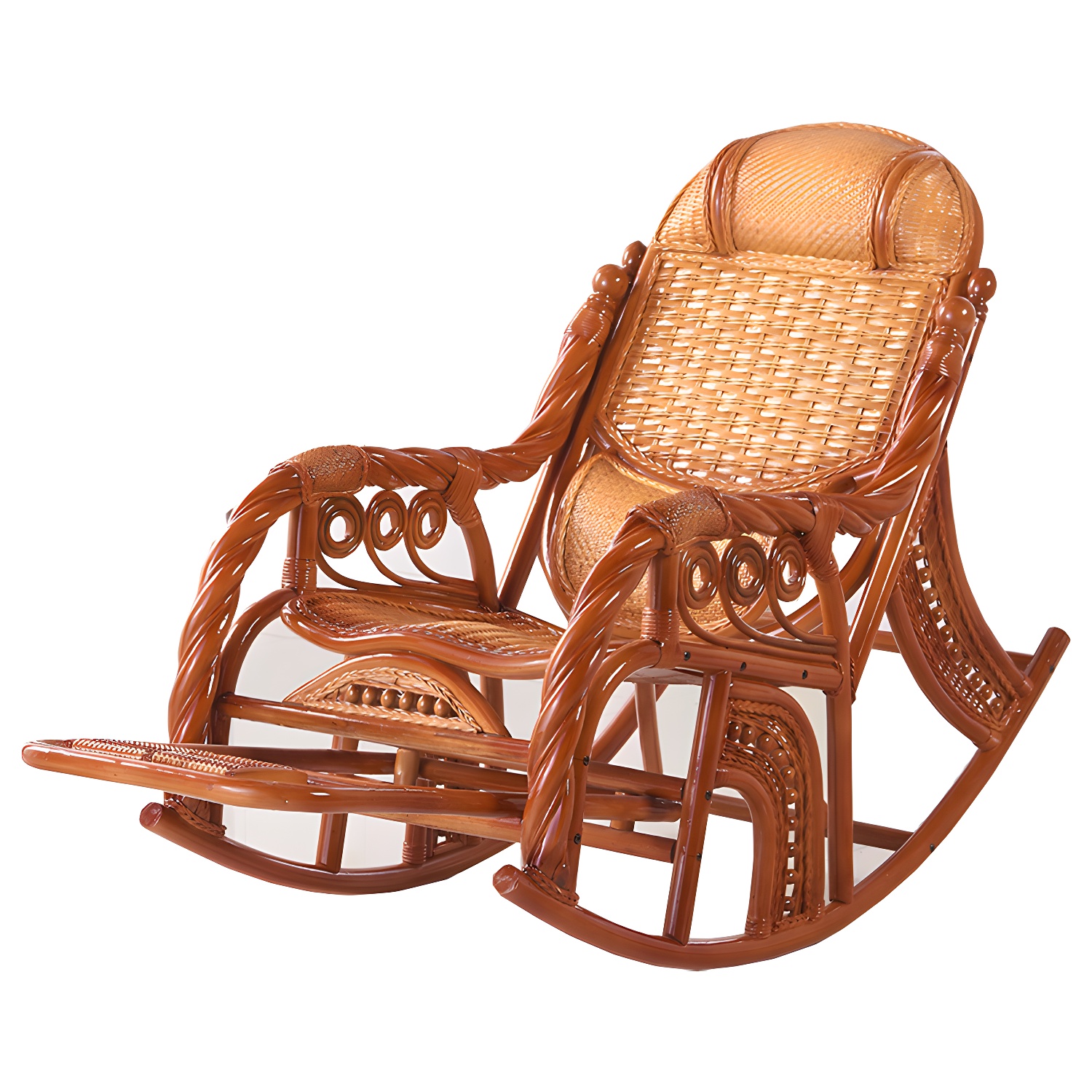 Traditional Spindle Rocking Accent Chair Tobacco Finish Rocker Chair Reclining - image 19