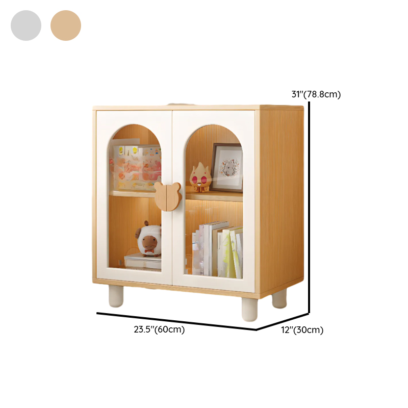 Modern Rectangular Utility Cabinet with Closet, Manufactured Wood Countertop, Glass-panel Door, White/Natural Top - image 10