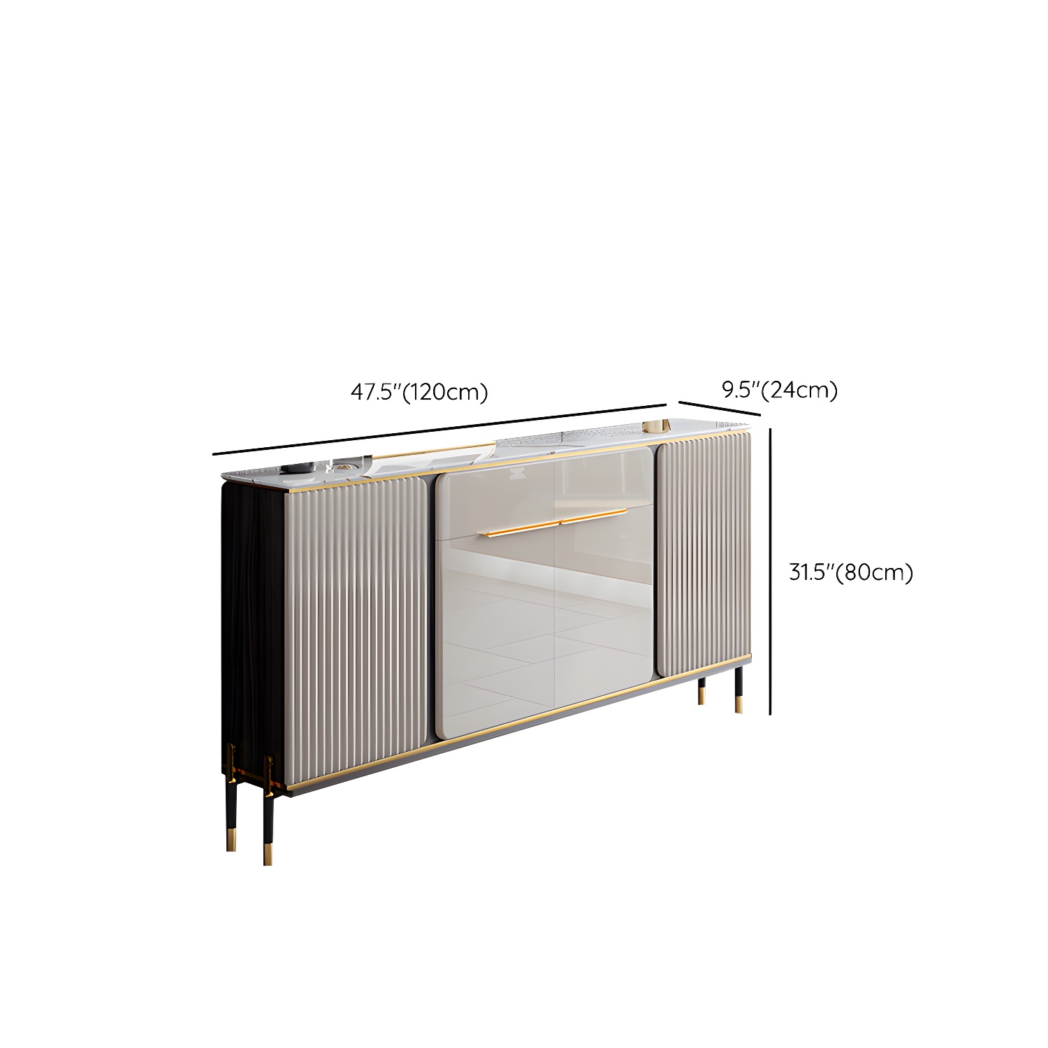 Stone Buffet Sideboard Glam Adjustable Shelves Buffet Credenza with Drawers and Cabinets - image 21
