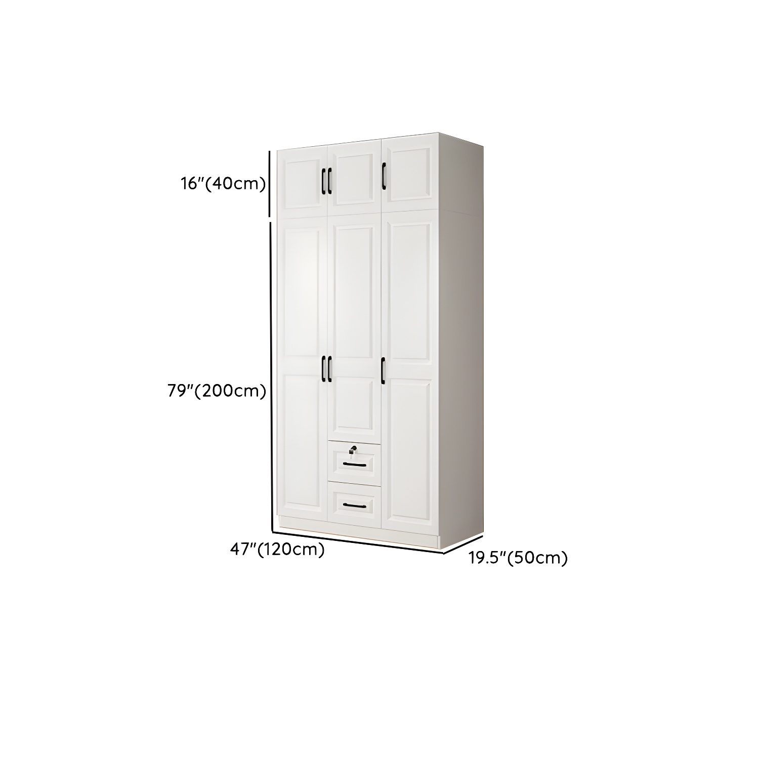 White Wood Wardrobe Armoire with Drawers, Shelves, and Clothing Rod - image 18