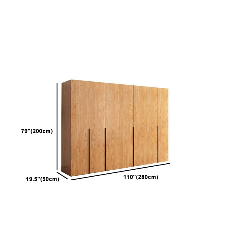 Natural Wood Freestanding Wardrobe Closet with Natural Doors - image 19