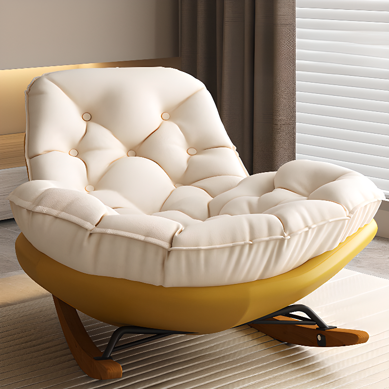 Stationary Upholstered Rocking Chair with Cushioned Rear in a Scandinavian Style, Footstool Included/Not Included - image 25