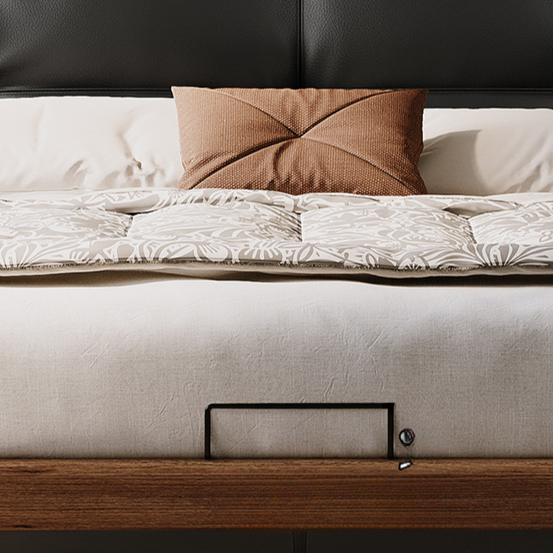 Solid Color Platform Bed with Natural Wood Frame and Button-tufted Design for Living Room - image 6