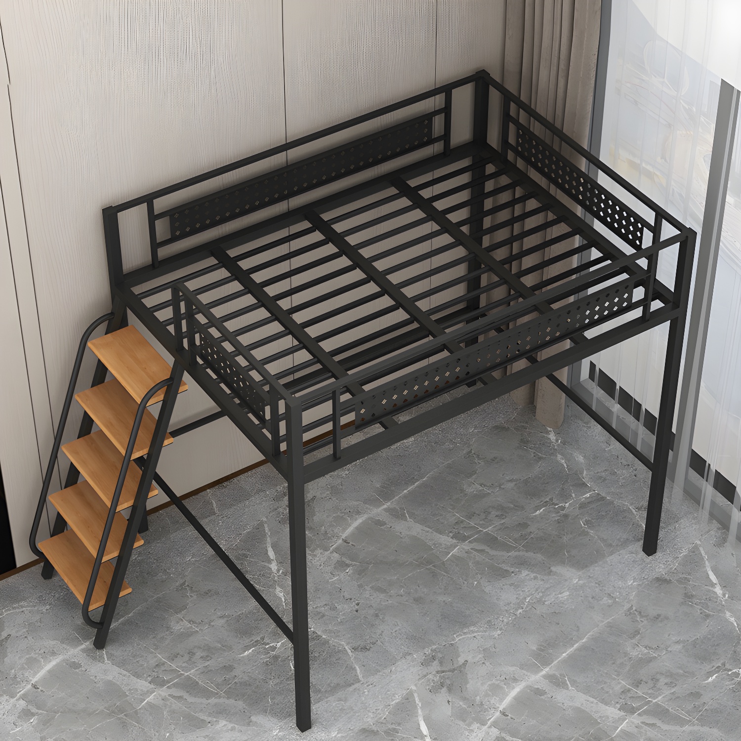 Simple and Chic Metal Frame Modern Bed with Headboard Included
