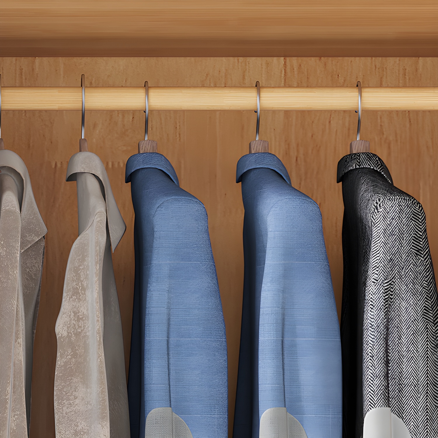 Modern Rubberwood Solid Wood Wardrobe Freestanding Wardrobe with Drawer - image 6