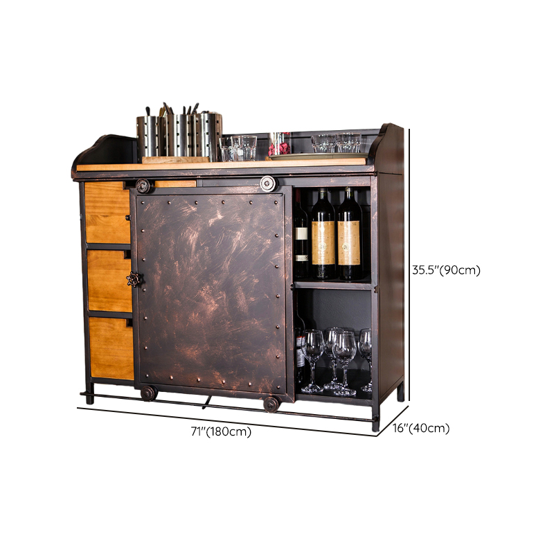 Industrial Metal Sideboard Cabinet with Wood Countertop, 3 Drawers, and Sliding Doors - image 23