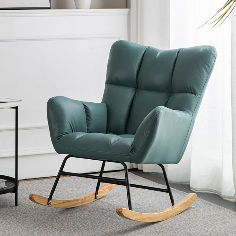 Midnight Black/Olive Green/Lemon Color Ergonomic Stationary Rocking Chair Couch with Rear & Round Arm - image 11