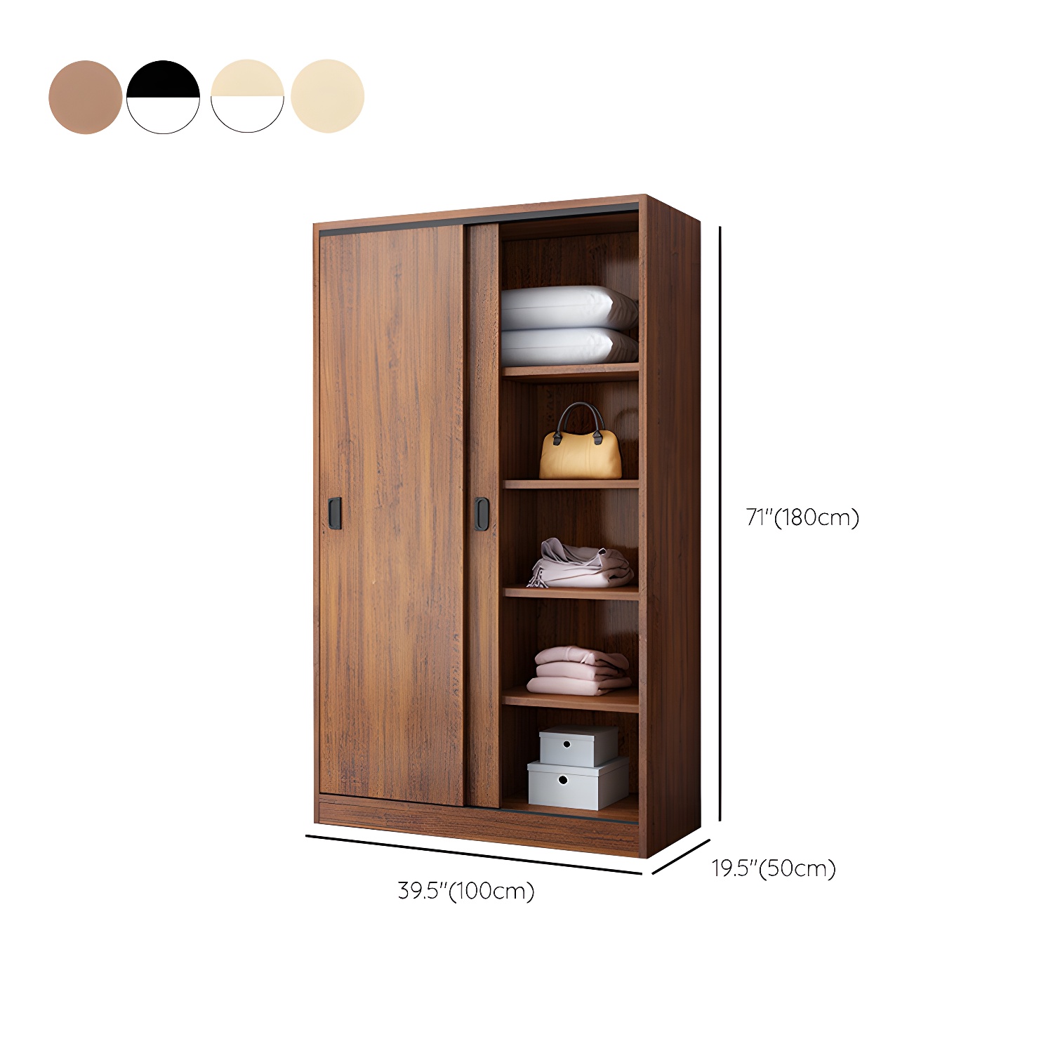 Modern Sliding Doors Wardrobe Wood Frame Freestanding Wardrobe Armoire - image 16