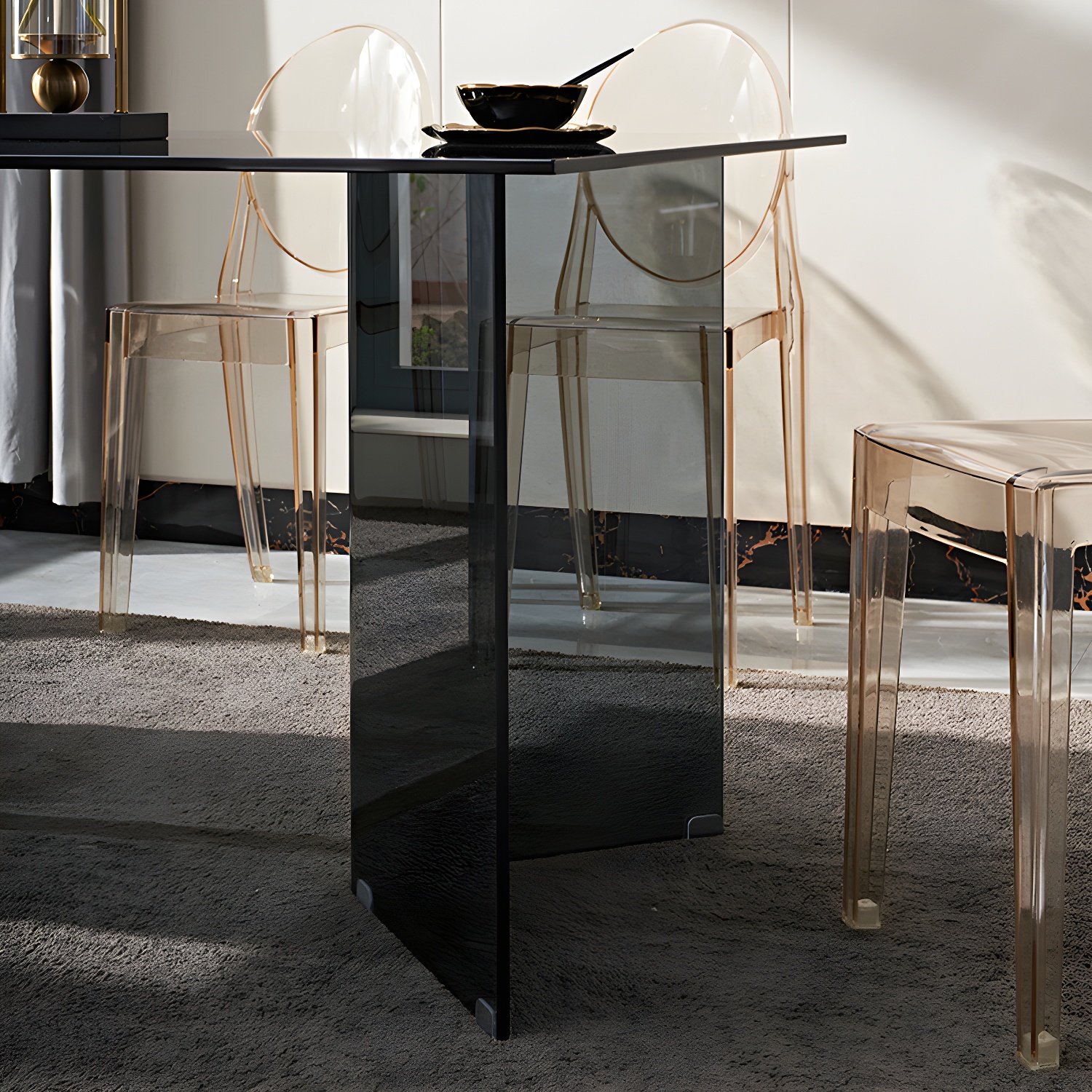 Modern Tempered Glass Dining Table Glass Base for Dining Room - image 11