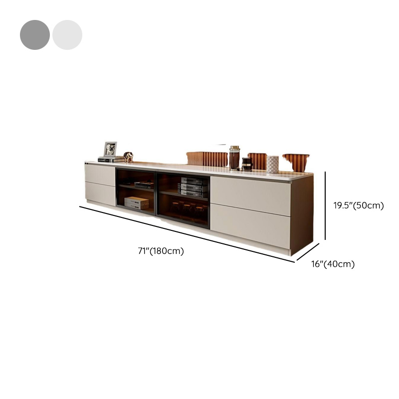 2-Cabinet & 4 Drawers Trendy Sintered Stone TV Stand with Shelf & Cable Management - image 12