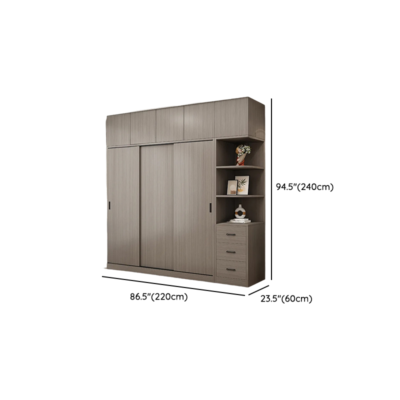 Dove Grey Minimalist Laminate Cabinet Armoire with 3-Drawer/4-Drawer, Soft Close Door, Interior Shelves, and Clothing Rod - image 18