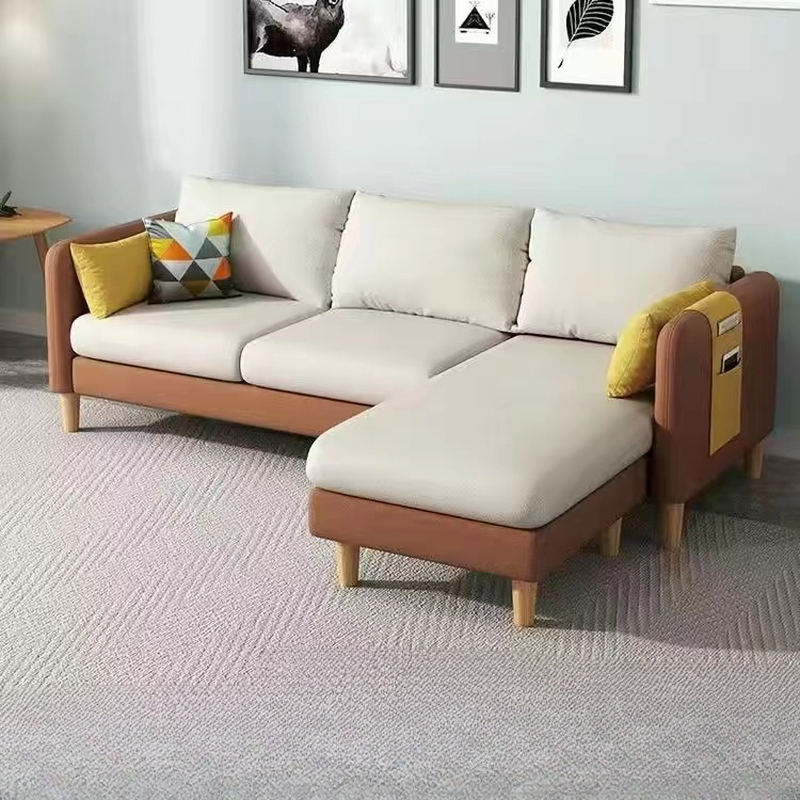 Simple L-Shape Reversible Sponge Cushioned Sofa Recliner 3 Person with Pillow Back & Square Arm - image 11