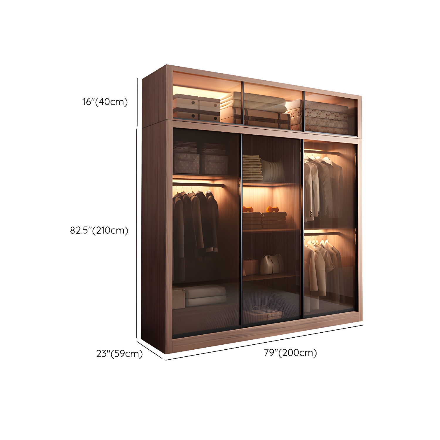 Brown Engineered Wood Wardrobe Armoire Modern Wardrobe Closet - image 25