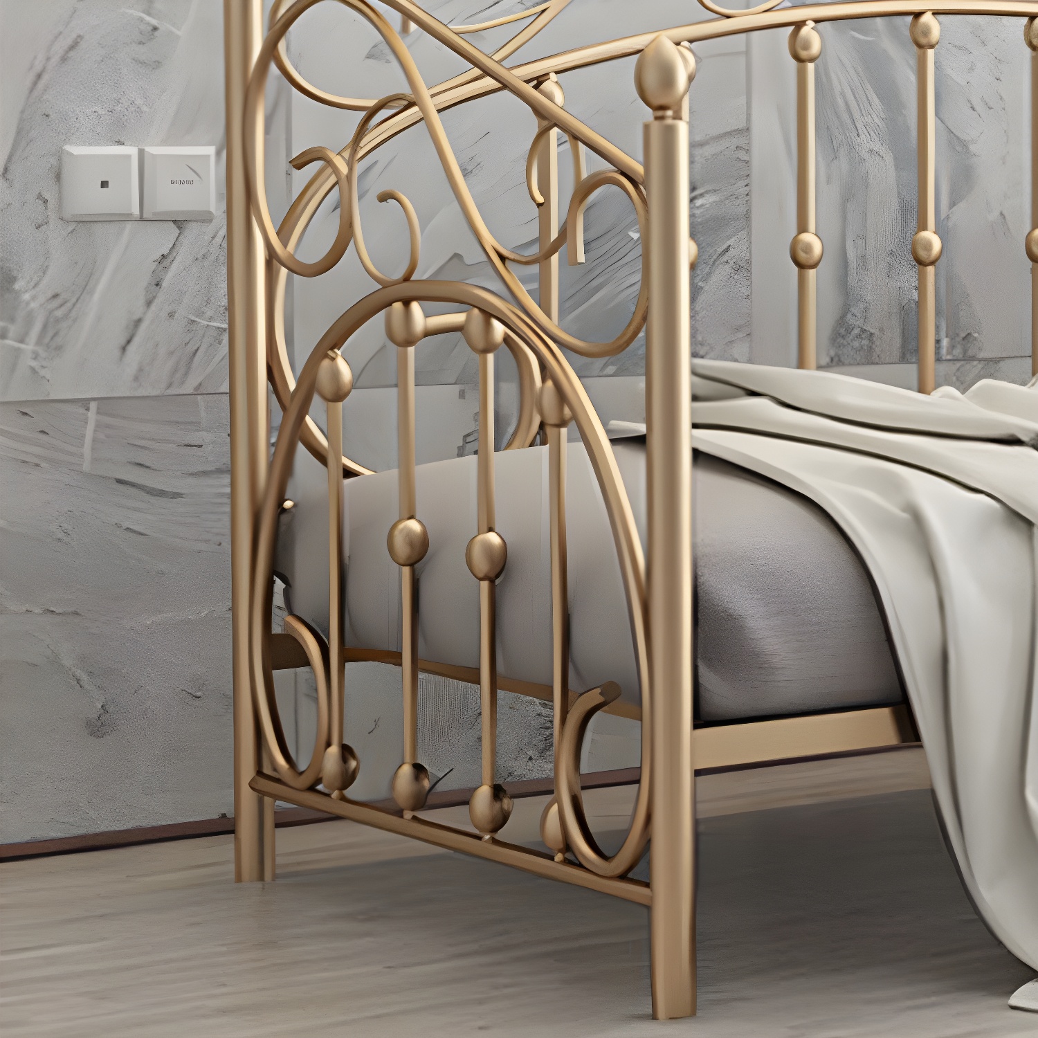 Luxurious Open-Frame Bed 45.28-inch High Metal Child's Bed with Headboard - image 6