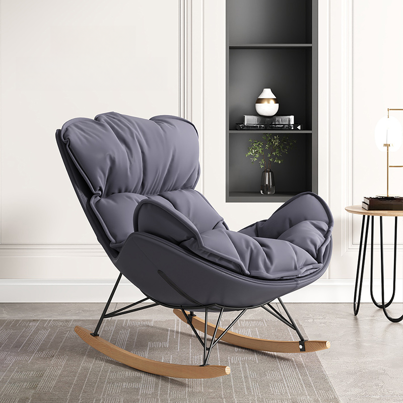 Metal Frame Damp-proof Cushioned Rocking Chair with Flared Arm in a Western Style - image 3