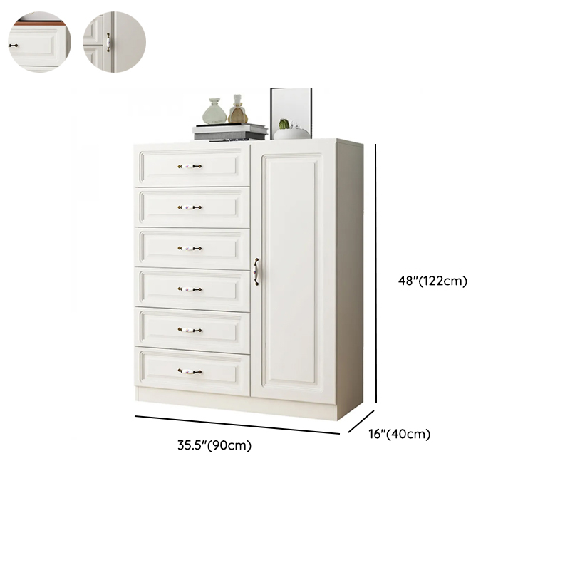 Sleeping Room Use Trendy White Wood Wardrobe Chest with Shelves - image 24