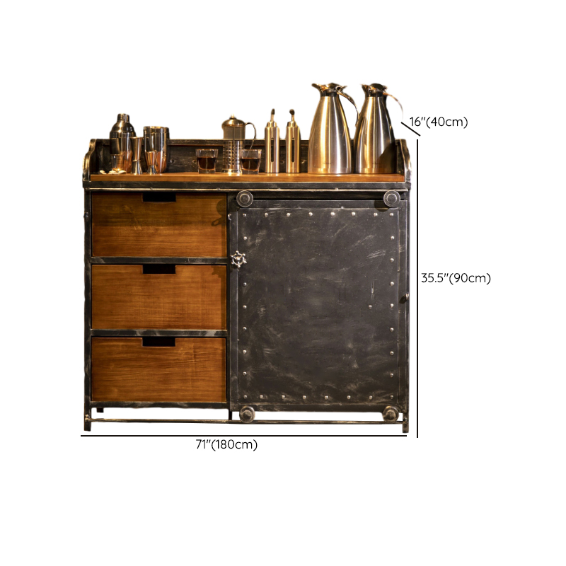 Industrial Metal Sideboard Cabinet with Wood Countertop, 3 Drawers, and Sliding Doors - image 33