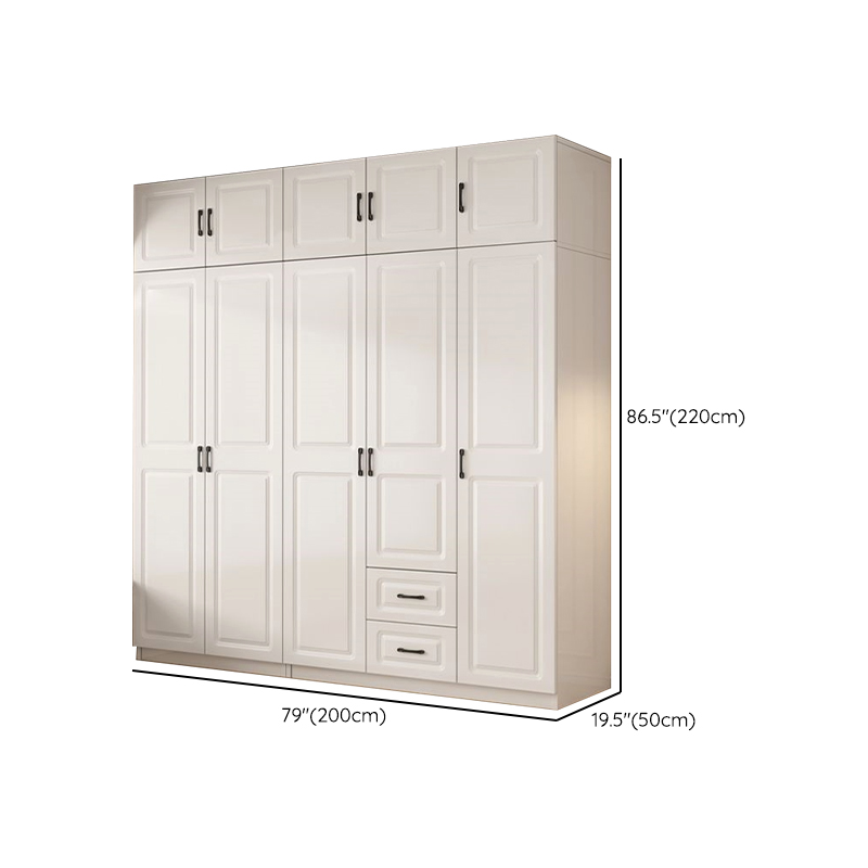 Casual Chalk Timber Wardrobe with Soft Close Drawer and Door, Interior Shelves, Hanging Rod - image 23