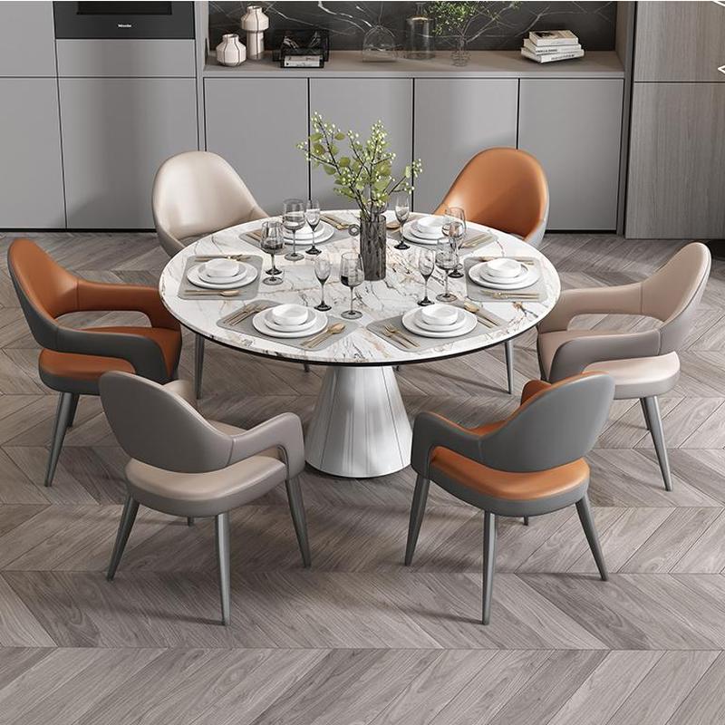 Faux Leather Arm Chair with Standard Back and Metal Legs in Gray for Kitchen & Dining - image 12